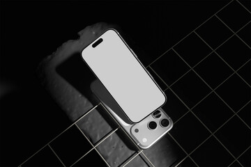 multiple phone display in dark background mockup