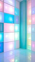 Modern Interior Design with Illuminated Pastel Colored Wall Panels and Floor Tiles