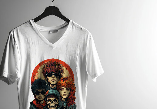 V Neck Tshirt Mockup Template