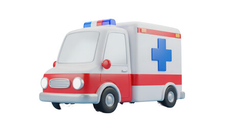 Cartoon Ambulance Vehicle with Blue Cross isolated on a transparent background medical