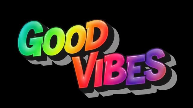 Vibrant 'Good Vibes' text animation bursts with colorful energy, perfect for uplifting social media content and motivational projects