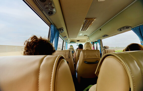 Passengers traveling by bus in Vietnam