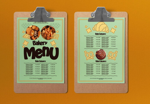 Soft Green Doodle Illustration Bakery Food Menu