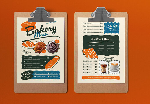 White Flat Design Bakery Food Menu