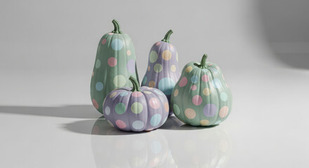 Pastel painted gourds and pumpkins for autumn decor