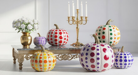 Decorative polka dot pumpkins for autumn home decor