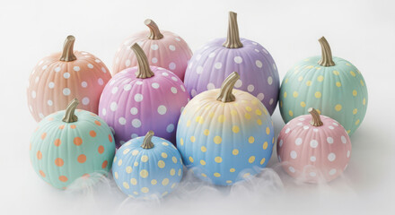 Pastel polka dot pumpkins for festive fall decor