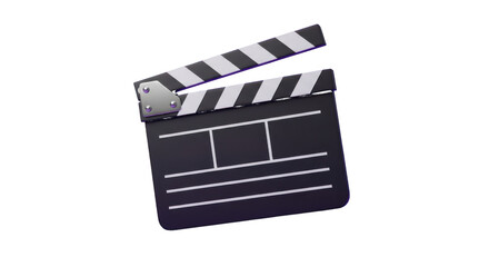 Fototapeta premium Open Clapperboard with White Stripes isolated on a transparent background film movie