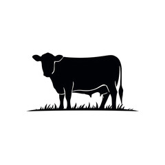 Black silhouette of a modern skyscraper isolated on white background