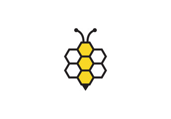 bee icon illustration, vector logo