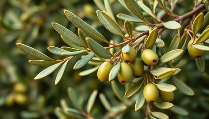 Fresh green olive branch with delicate leaves and small olives, symbolizing peace and new beginnings ,  fresh,  symbol