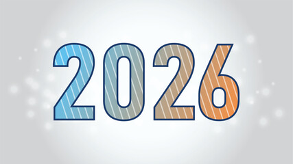 Year 2026 with a colorful striped gradient effect on its digits Vector