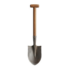 Vintage Shovel with Wooden Handle on Transparent Background