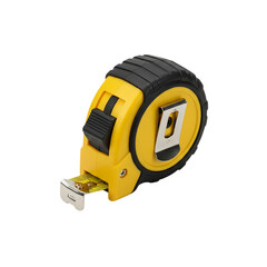 Yellow and Black Retractable Tape Measure Tool - Transparent Background Isolated Object