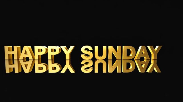 Golden 3D Text " HAPYSUNDAY" with Reflection on White Surface happy sunday Motion Background HD 4K Seamless Loop Footage video