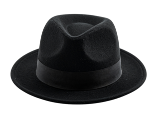 Classic black felt bowler or top hat isolated on white, a stylish vintage fashion accessory