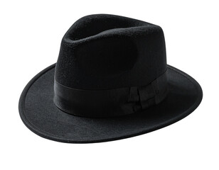Classic black felt bowler or top hat isolated on white, a stylish vintage fashion accessory