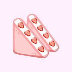 Cream-filled strawberry sandwiches with soft bread and fresh fruit slices.