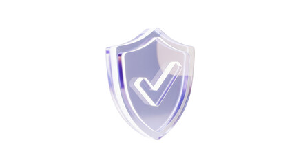 Transparent Shield with Check Mark Symbol isolated on a transparent background security