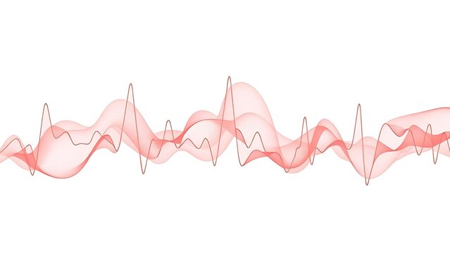 cardiac. An abstract representation of a heart rhythm with flowing red and white lines, symbolizing life and medical science. STEM education sheets.