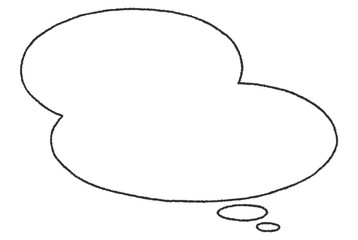 楕円形を二つ重ねた手描き風の吹き出し（横長）