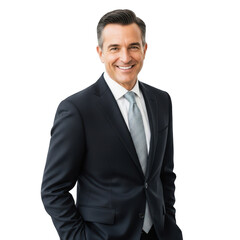 Smiling businessman in a suit isolated on transparent background