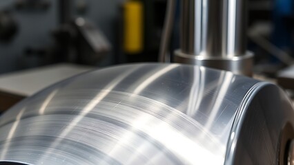 workpiece. A polished metal workpiece showcasing refined texture under precise industrial lighting. safety posters.