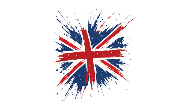 Abstract splattered union jack flag design with grunge texture