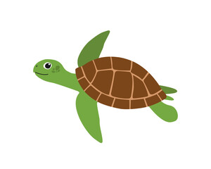 Swimming turtle.Flat design
