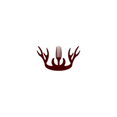 Fork Crown Antlers Logo Design