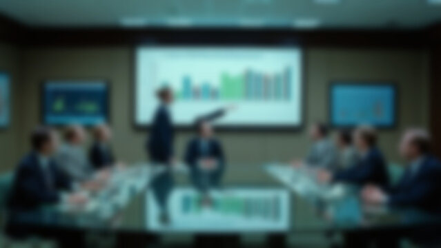 Blurred background of modern office environment featuring multiple screens with financial data, walpaper blur.