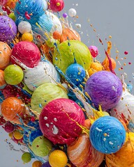 Colorful spheres create a vibrant and dynamic composition