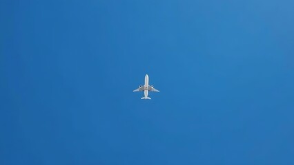 contrail. An airplane flies through a clear blue sky, leaving white trails behind. mobility guides, transit brochures, designed for mobility and urban transit guides, used by video editors.