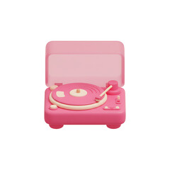 A Pink Turntable Vinyl Player Render Featuring A Glossy, Retro-Inspired Design