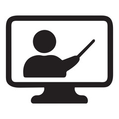 Webinar Presentation Silhouette Screen Icon | Web presentation silhouette for webinars, training workshops, live online sessions and business education