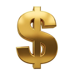 Shiny golden dollar sign symbol isolated on transparent background