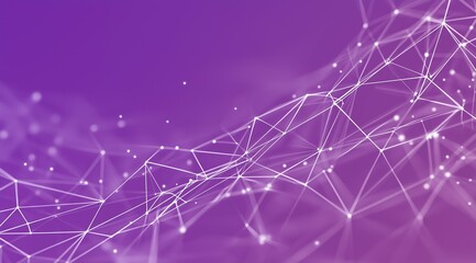 Abstract technology background with geometric lines and shapes interconnected on a light purple backdrop, symbolizing digital network connections and global data transfer for innovation and analytics.