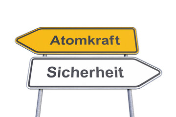 Wegweiser - Atomkraft - Sicherheit - Freisteller - Freigestellt