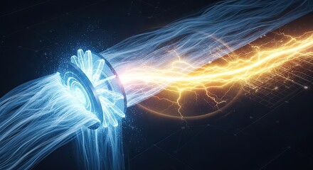 Abstract Energy Flow - Blue and Yellow Light Streams.