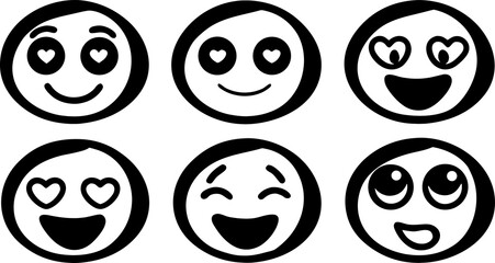 set of funny cartoon faces