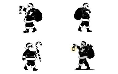 Whimsical Santa Claus silhouettes for holiday cheer, perfect for festive designs and creative projects offering a touch of winter magic this season