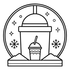 Winter drink logo with cup and snowflakes
