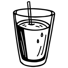 Refreshing glass of liquid with straw