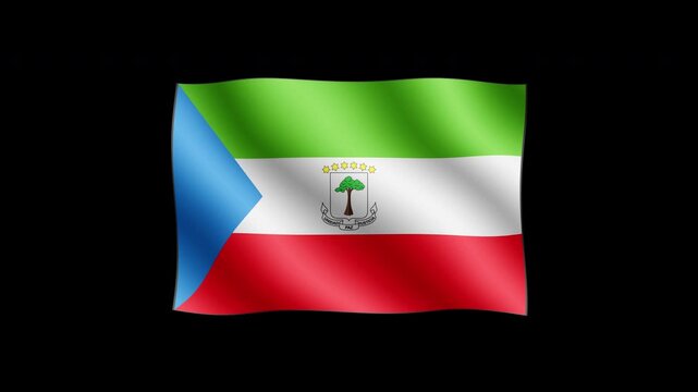 Equatorial Guinea - High quality animation of waving flag on transparent background. Seamless animation.