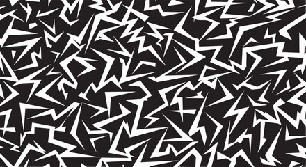 Dynamic black and white geometric pattern with jagged edges for modern designs and striking backgrounds, adding a bold graphic punch to any project