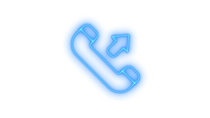 Neon outgoing call icon on transparent background. Phone receiver, telecommunication symbol, and contact us sign.