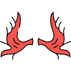 Abstract Stylized Horns Icon with Red Color and Black Outline on Transparent Background for Graphic Design