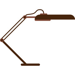 Adjustable Brown Desk Lamp With Flexible Neck Illuminated By Natural Light Against A Transparent Background For Workspace Study Or Office Tasks