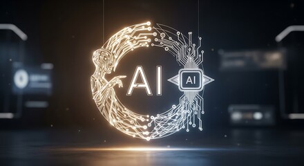 Artificial Intelligence Human Brain Connection and Digital Circuitry Concept