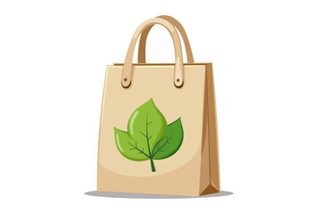 Illustration of an Eco-Friendly Shopping Bag Displaying a Green Leaf Design Symbolizing Sustainability and Environmental Responsibility in Consumer Habits